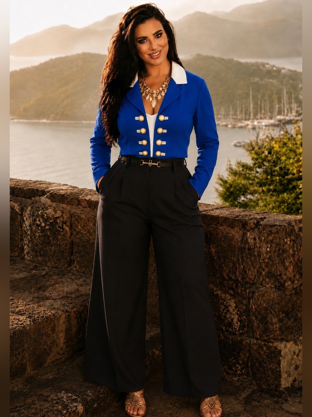 Cobalt blue vintage cropped blazer